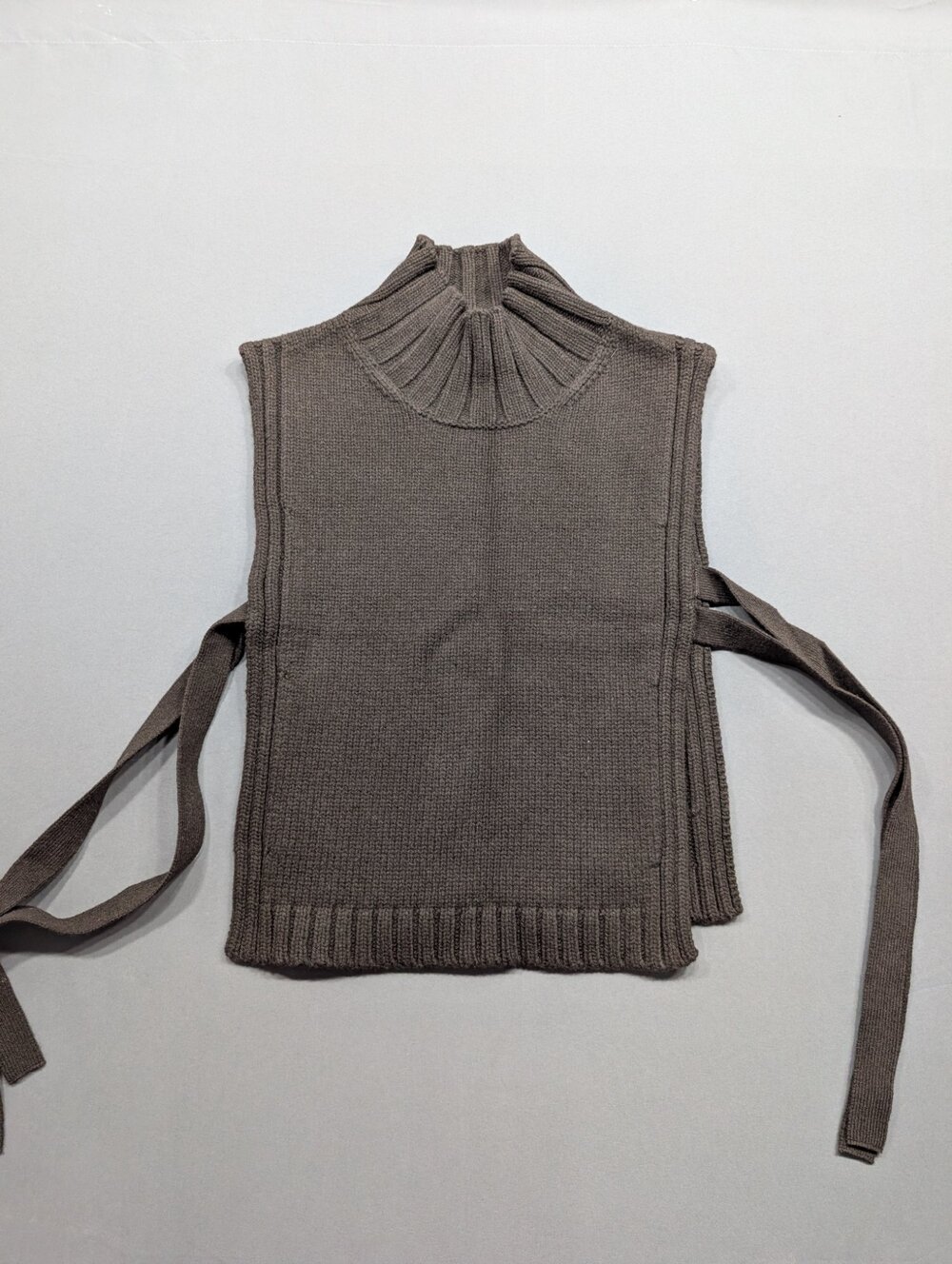 Soeur Paris Ribbed Knit Turtleneck Vest Top Side-Tie One Size